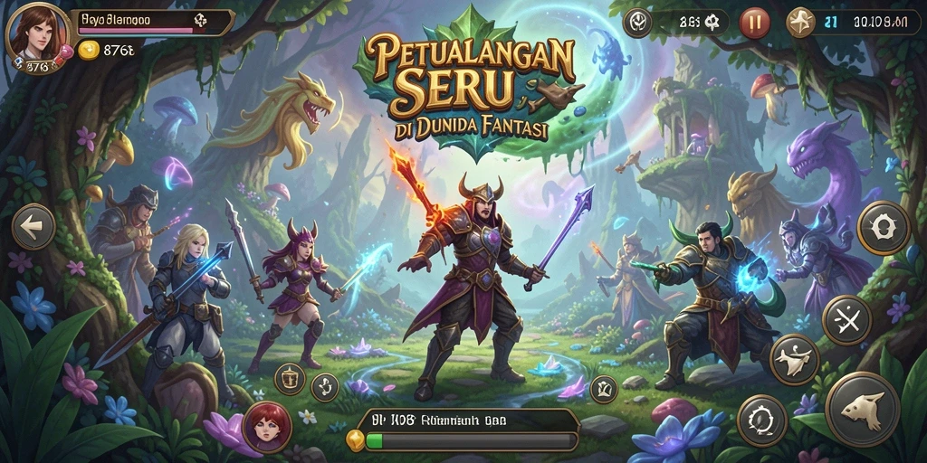 Tampilan gameplay seru dari game petualangan 8768 dengan berbagai karakter.