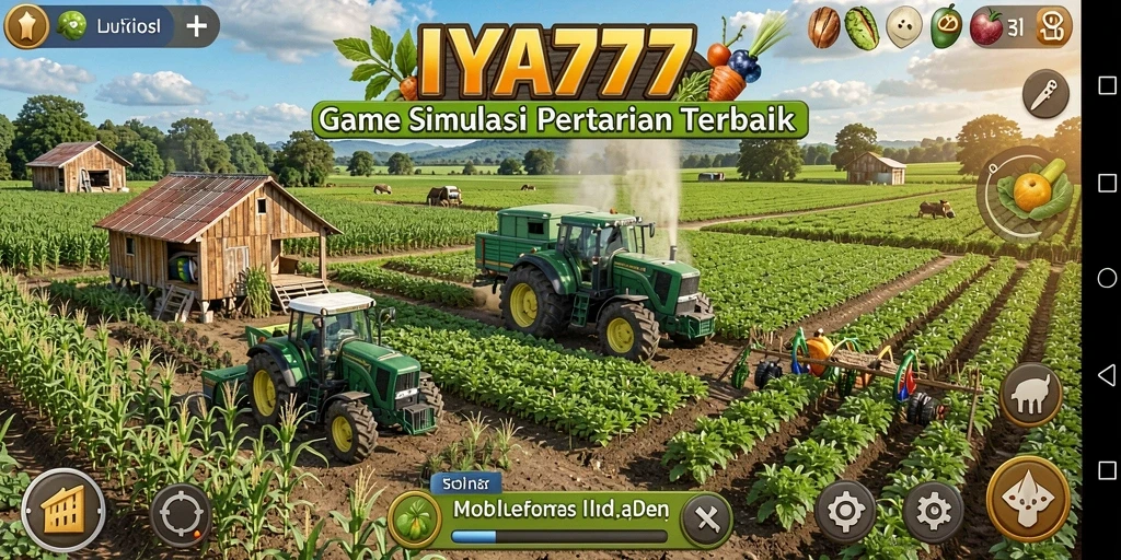 Screenshot gameplay <strong>IYA777</strong> menampilkan aktivitas bertani yang menarik dan penuh warna.