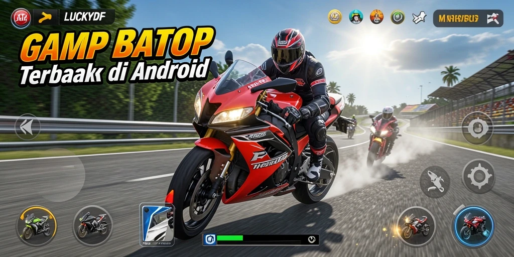 Tampilan aksi balap motor yang seru dalam LUCKYDF.