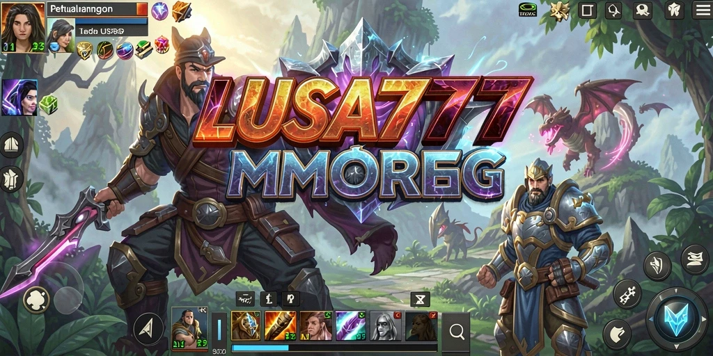Screenshot LUSA777 menampilkan aksi pertempuran seru dalam dunia MMORPG.