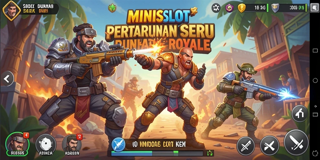Tangkapan layar gameplay seru dalam MINISLOT dengan aksi Battle Royale.