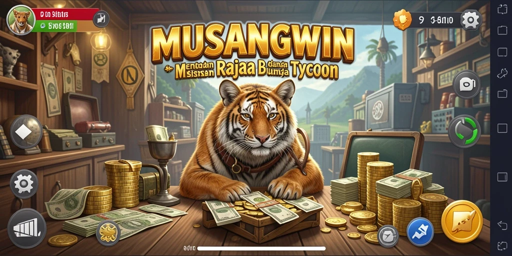 Tampilan gameplay menarik di MUSANGWIN menampilkan berbagai bisnis yang dikelola pemain.