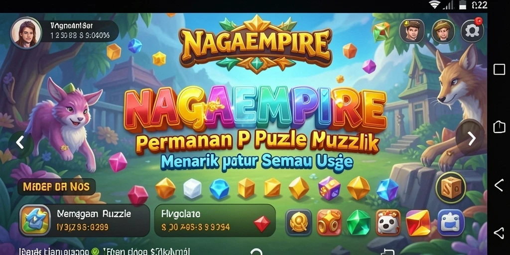 Screenshot gameplay NAGAEMPIRE yang menampilkan tantangan puzzle yang menarik.