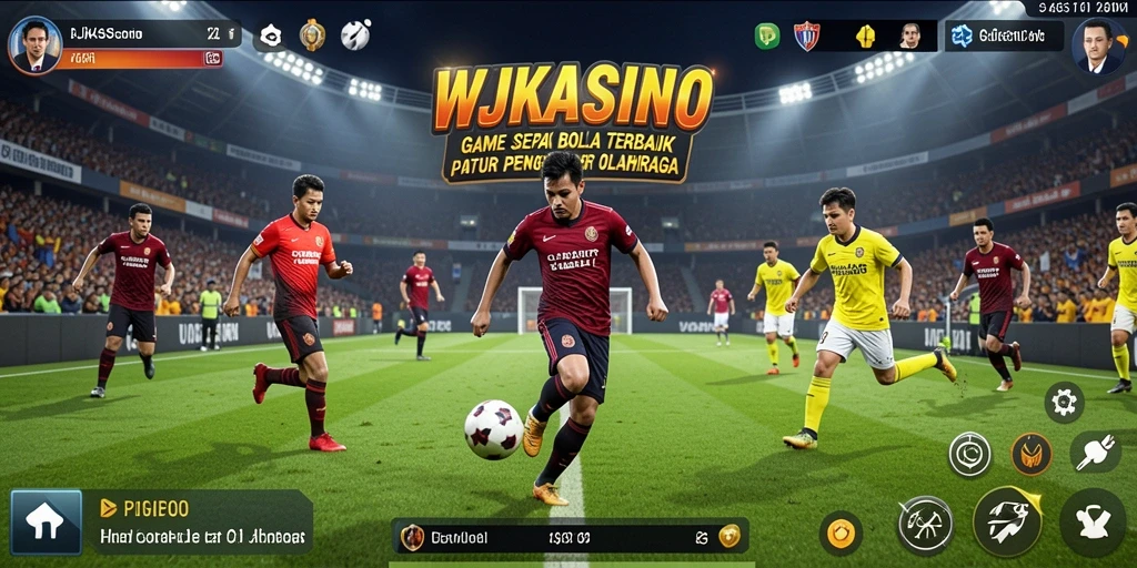 Screenshot gameplay WJKASINO menampilkan pertandingan sepak bola intens.
