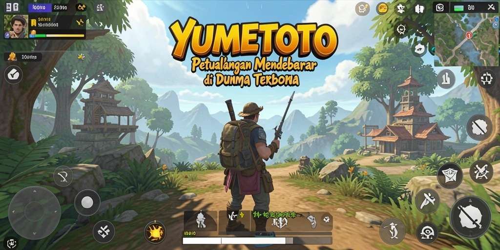 Tampilan gameplay menakjubkan di YUMETOTO dengan dunia terbuka yang luas.